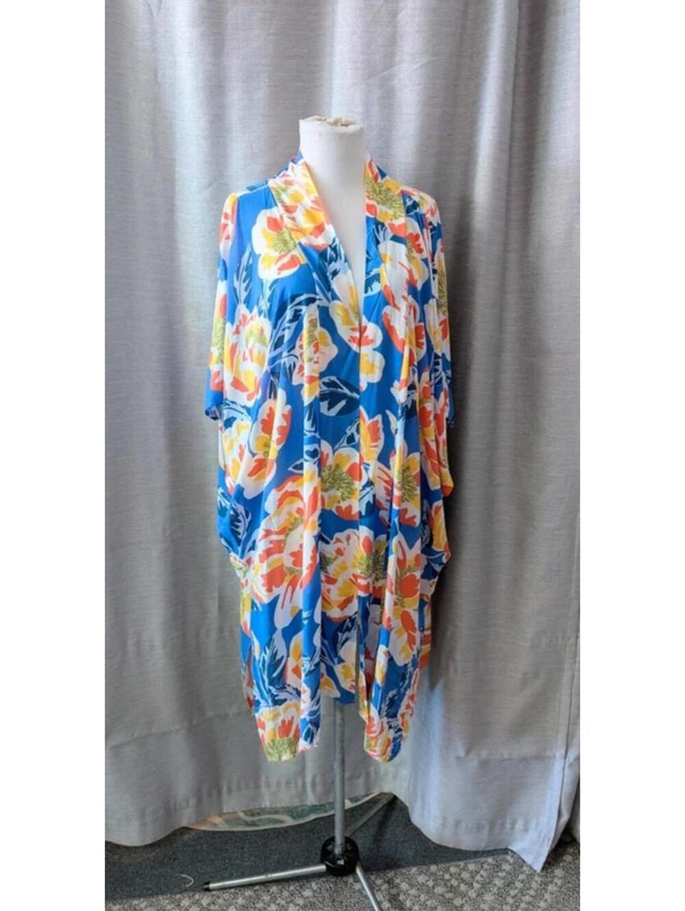 SOLD Rayon Floral Multicolor Beach Swim Coverup One Size